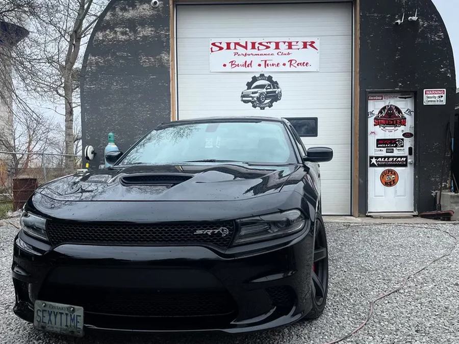 Moe's 2016 Charger Hellcat outside the shop